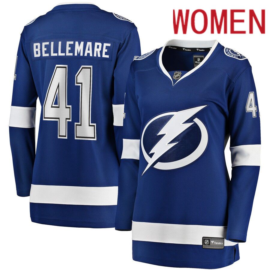 Women Tampa Bay Lightning #41 Pierre-Edouard Bellemare Fanatics Branded Blue Home Breakaway Player NHL Jersey